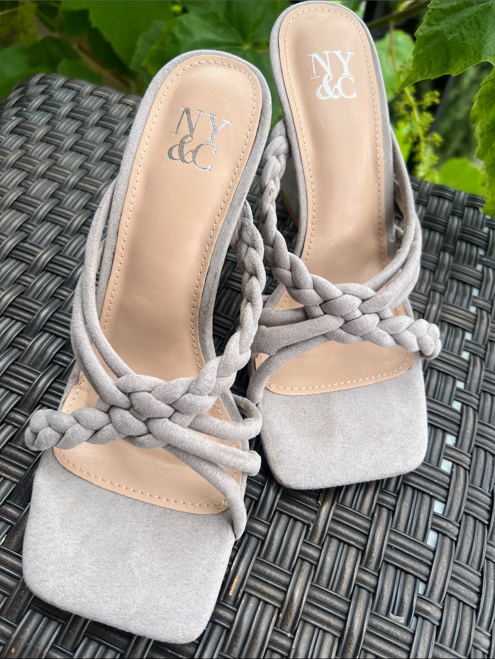 New York & Company Braided Strap Mule Sandals - Nude